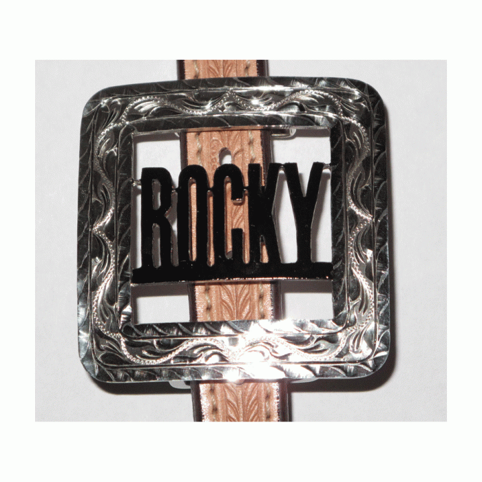 Custom Headstall Buckle Filigree Style Buckle with Black Letters